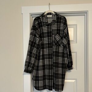 Nwot Black and White Plaid Shirt Dress